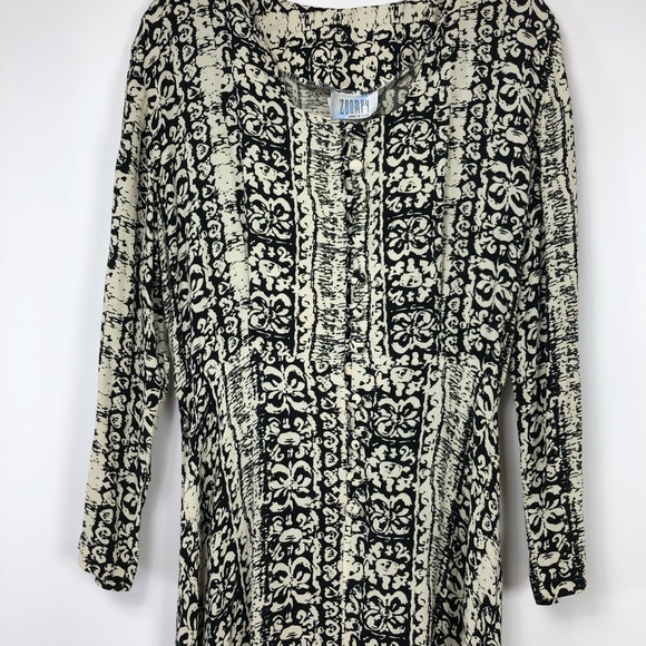 Zoompy vintage black & white peasant dress. Size L - Picture 2 of 8